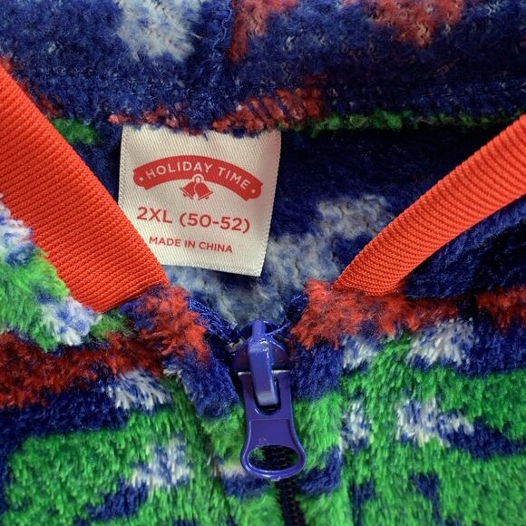 One Piece Kiss Me Christmas Mistletoe Drop Drawer Pajamas w/ Hood XXL Fuzzy - Picture 5 of 8